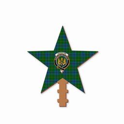 ScotsTee Shop Scottish Johnstone Crest Tartan Wooden Christmas Tree Topper