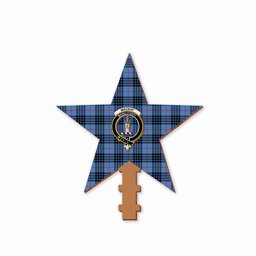 ScotsTee Shop Scottish MacKay Blue Crest Tartan Wooden Christmas Tree Topper