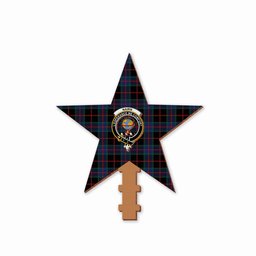 ScotsTee Shop Scottish Nairn Modern Crest Tartan Wooden Christmas Tree Topper