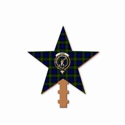 ScotsTee Shop Scottish Gunn Modern Crest Tartan Wooden Christmas Tree Topper