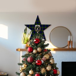 ScotsTee Shop Scottish Gunn Modern Crest Tartan Wooden Christmas Tree Topper