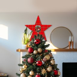 ScotsTee Shop Scottish Burnett Modern Crest Tartan Wooden Christmas Tree Topper