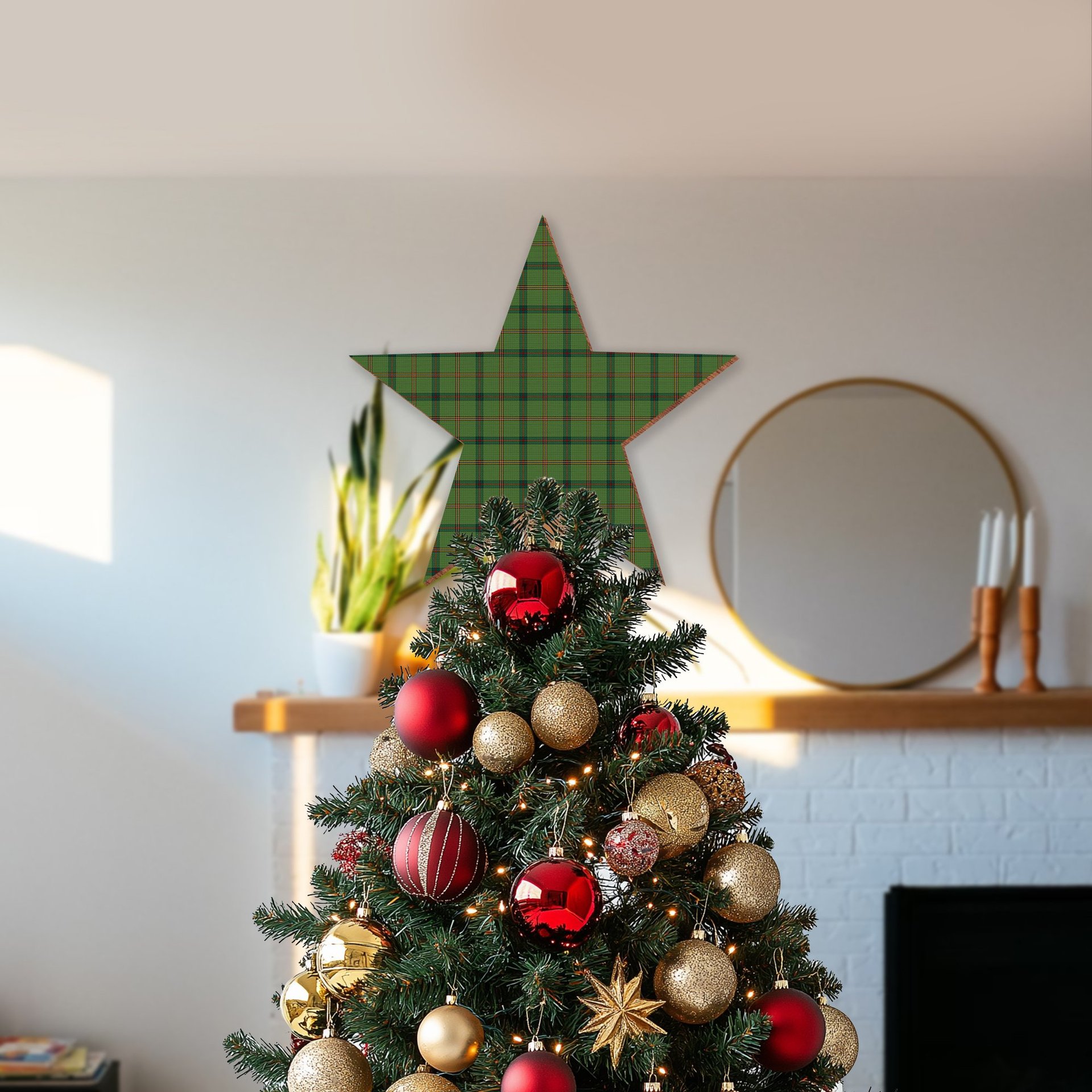 ScotsTee Shop Scottish Strachan Hunting Tartan Wooden Christmas Tree Topper