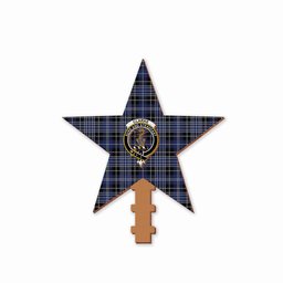 ScotsTee Shop Scottish Clarke Crest Tartan Wooden Christmas Tree Topper