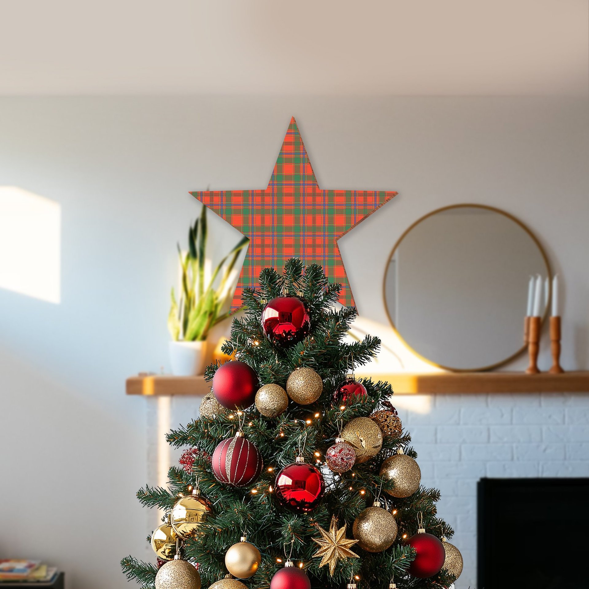 ScotsTee Shop Scottish Munro Ancient Tartan Wooden Christmas Tree Topper