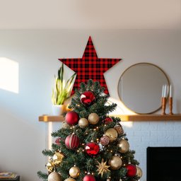 ScotsTee Shop Scottish Murray of Ochtertyre Modern Tartan Wooden Christmas Tree Topper
