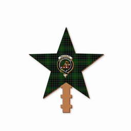ScotsTee Shop Scottish MacAuley Hunting Crest Tartan Wooden Christmas Tree Topper