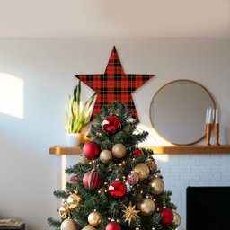 ScotsTee Shop Scottish Wallace Ancient Tartan Wooden Christmas Tree Topper