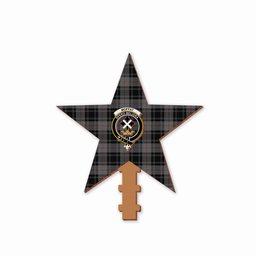 ScotsTee Shop Scottish Moffat Modern Crest Tartan Wooden Christmas Tree Topper