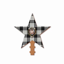 ScotsTee Shop Scottish McFarland Black White Crest Tartan Wooden Christmas Tree Topper