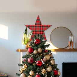 ScotsTee Shop Scottish Stewart Stuart of Bute Tartan Wooden Christmas Tree Topper