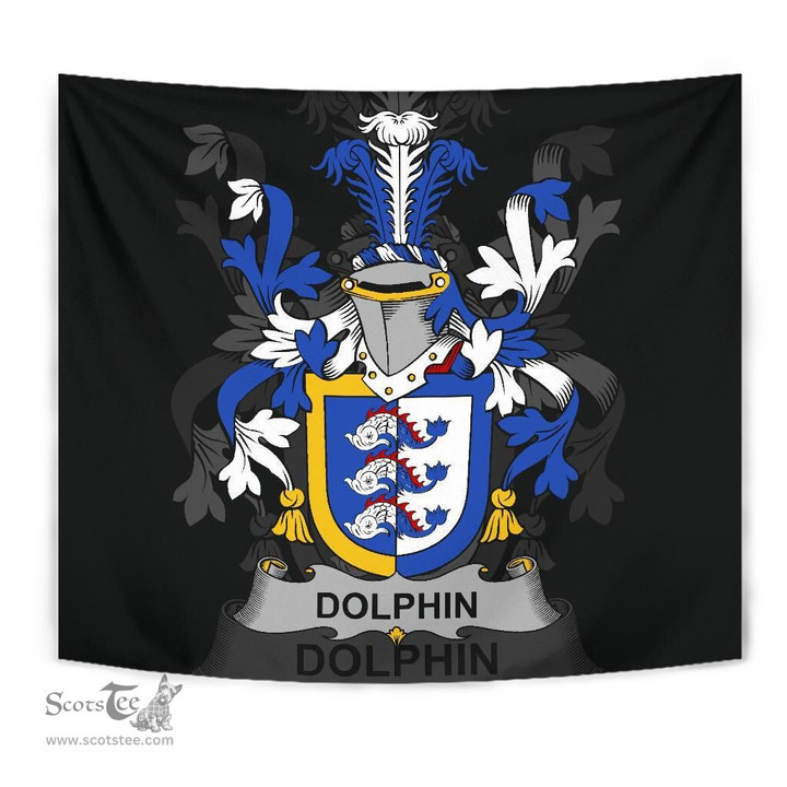 Irish Dolphin or Dolphyn Coat of Arms Family Crest Ireland Tapestry Irish Tapestry