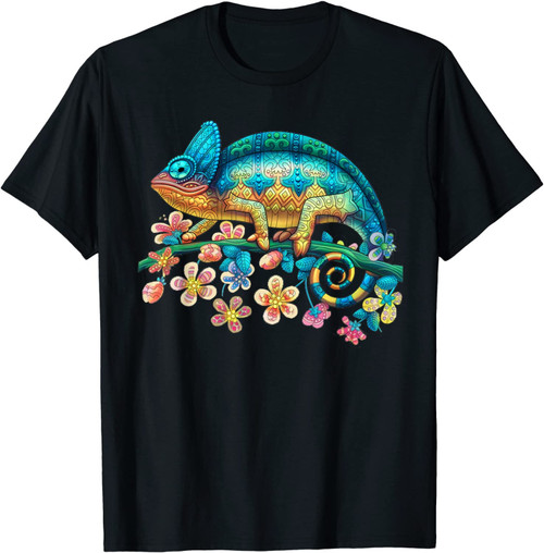Colorful Chameleon Lizard T Shirt Gift For Women Men