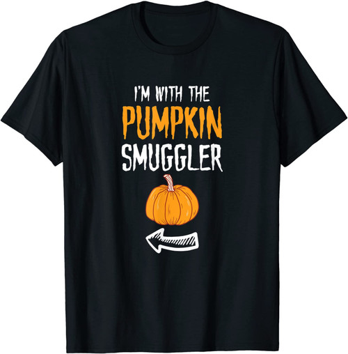 I'm With The Pumpkin Smuggler Funny Halloween Pregnancy Gift T-Shirt