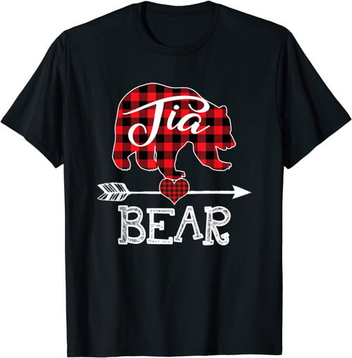 Tia Bear Christmas Pajama Red Plaid Buffalo Family Gift T-Shirt