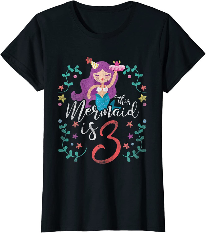3 Years Old Birthday Girl Gifts Mermaid 3rd Birthday T-Shirt