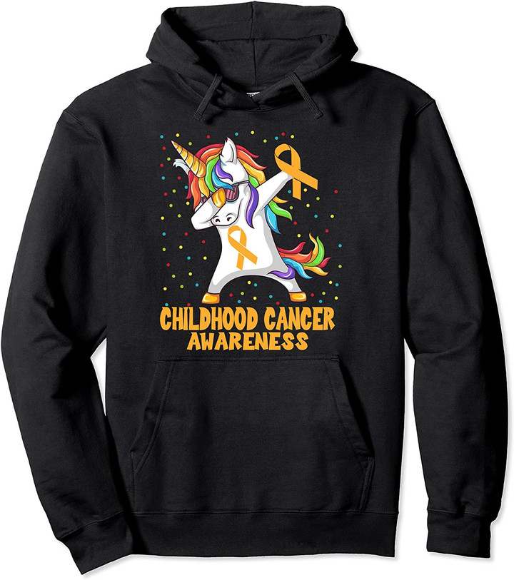 Dabbing Unicorn Childhood Cancer Awareness Warrior Gift Pullover Hoodie