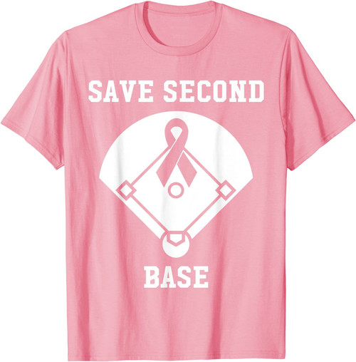 Breast Cancer Awareness - Save 2nd Base Pink Ribbon T-Shirt