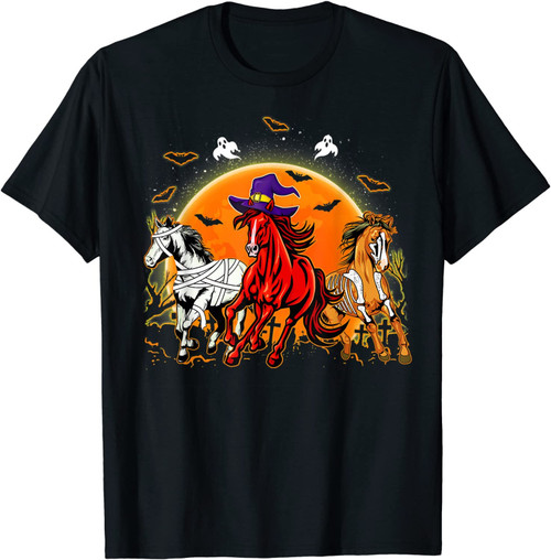 Horse Mummy Witch Pumpkin Halloween Horror For Horse Lovers T-Shirt