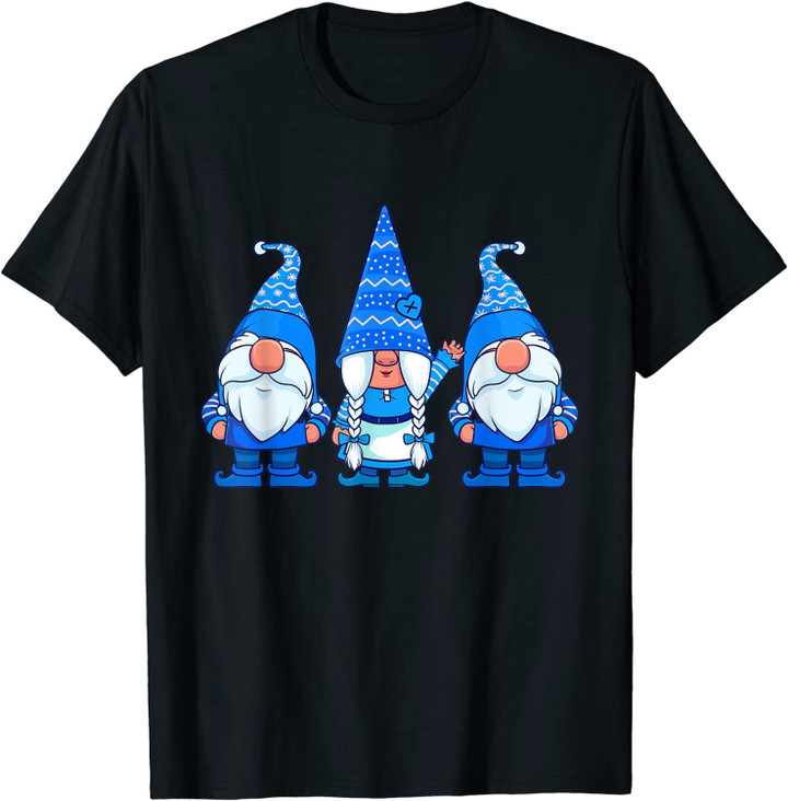 Three Gnomes Blue Costume Christmas 3 Nordic Xmas Gnome Gift T-Shirt
