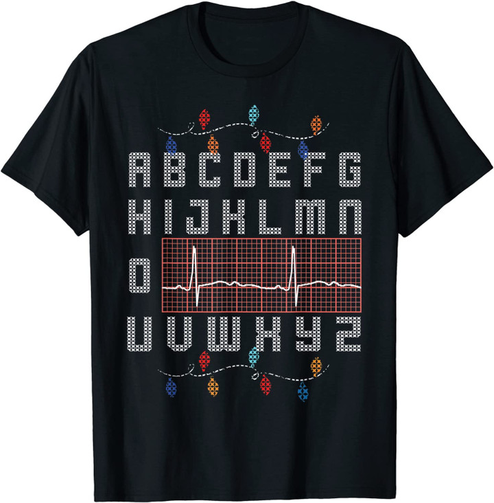 Nurse Pqrst Ugly Christmas Sweater Style Alphabet Abc Gift T-Shirt