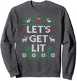 Let's Get Lit Funny Christmas Drinking T-Shirt Xmas Lights Sweatshirt
