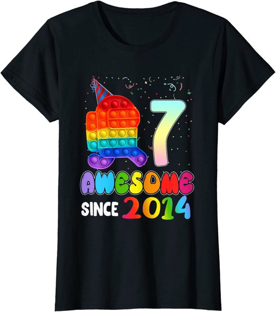 Awesome Since 2014 Among Pop it With Us 7th Birthday Kids T-Shirt