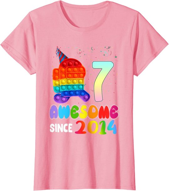 Awesome Since 2014 Among Pop it With Us 7th Birthday Kids T-Shirt