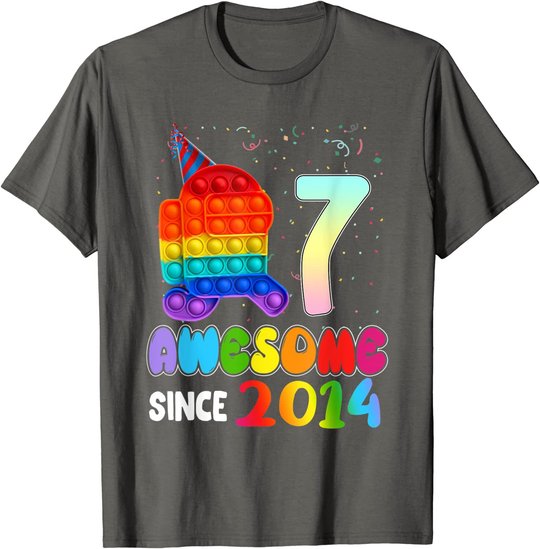 Awesome Since 2014 Among Pop it With Us 7th Birthday Kids T-Shirt