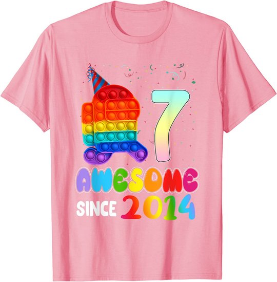 Awesome Since 2014 Among Pop it With Us 7th Birthday Kids T-Shirt