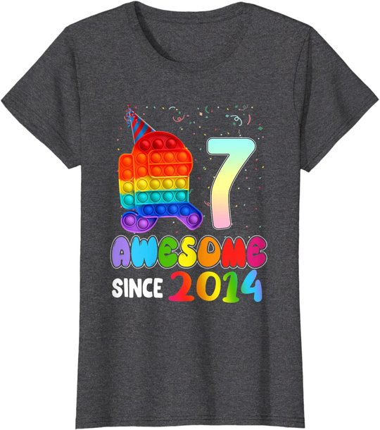 Awesome Since 2014 Among Pop it With Us 7th Birthday Kids T-Shirt