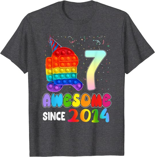 Awesome Since 2014 Among Pop it With Us 7th Birthday Kids T-Shirt