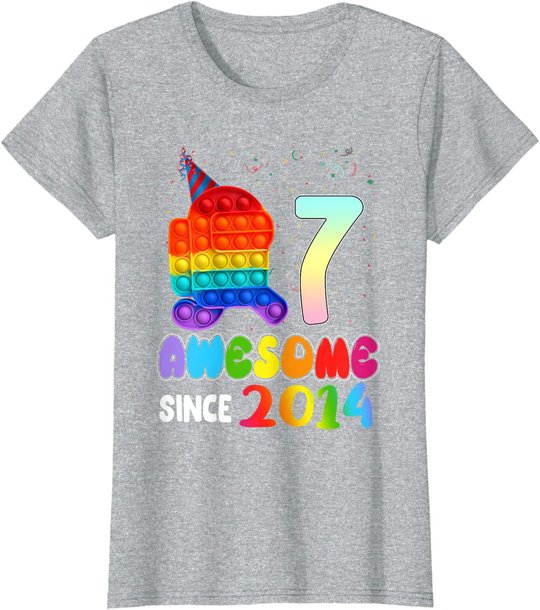 Awesome Since 2014 Among Pop it With Us 7th Birthday Kids T-Shirt