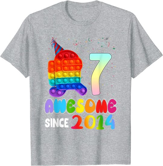 Awesome Since 2014 Among Pop it With Us 7th Birthday Kids T-Shirt