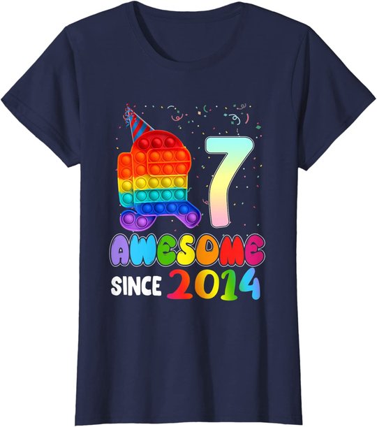 Awesome Since 2014 Among Pop it With Us 7th Birthday Kids T-Shirt