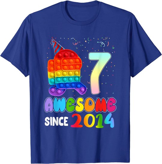 Awesome Since 2014 Among Pop it With Us 7th Birthday Kids T-Shirt