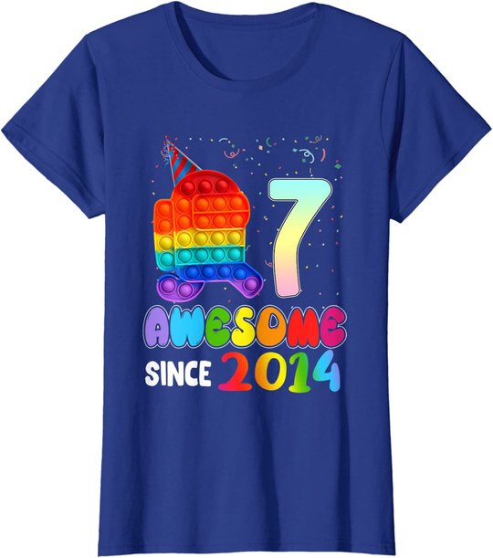 Awesome Since 2014 Among Pop it With Us 7th Birthday Kids T-Shirt