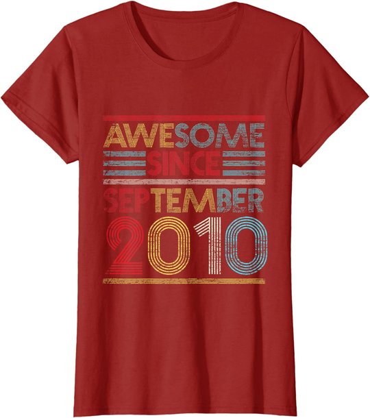 Awesome Since September 2010 Bday Gifts 11th Birthday T-Shirt