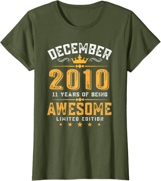 11th Birthday Gift 11 Year Old Awesome Since December 2010 T-Shirt