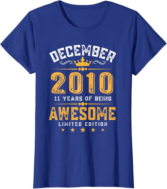 11th Birthday Gift 11 Year Old Awesome Since December 2010 T-Shirt