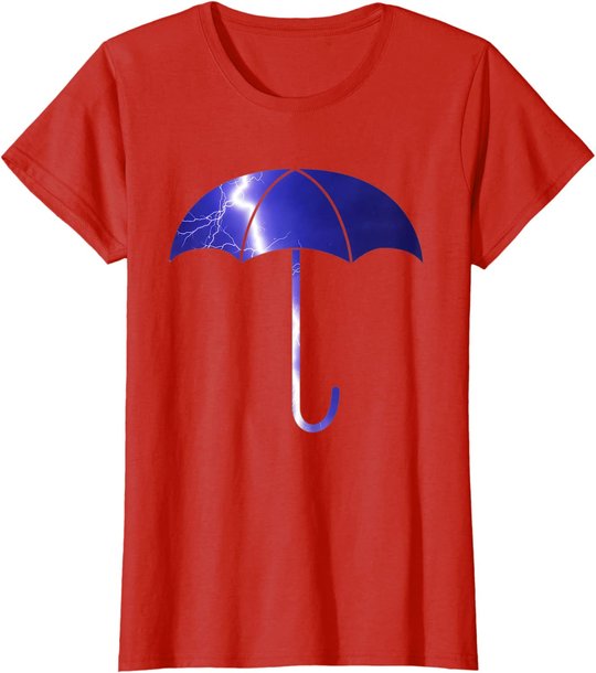 Elegant blue umbrella weather summer lightning bolt T-Shirt