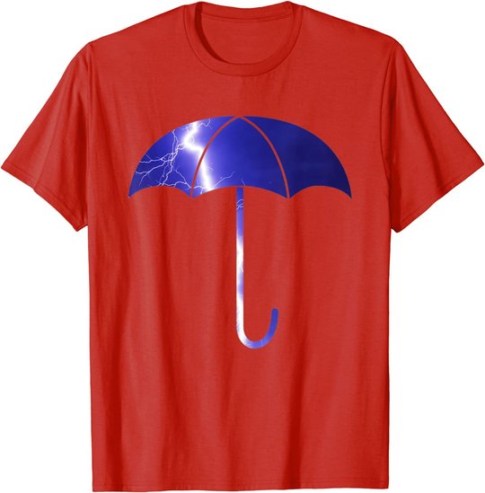 Elegant blue umbrella weather summer lightning bolt T-Shirt