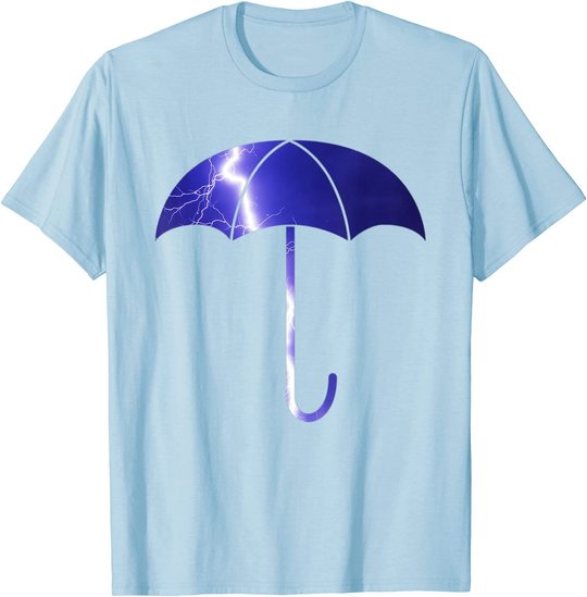 Elegant blue umbrella weather summer lightning bolt T-Shirt