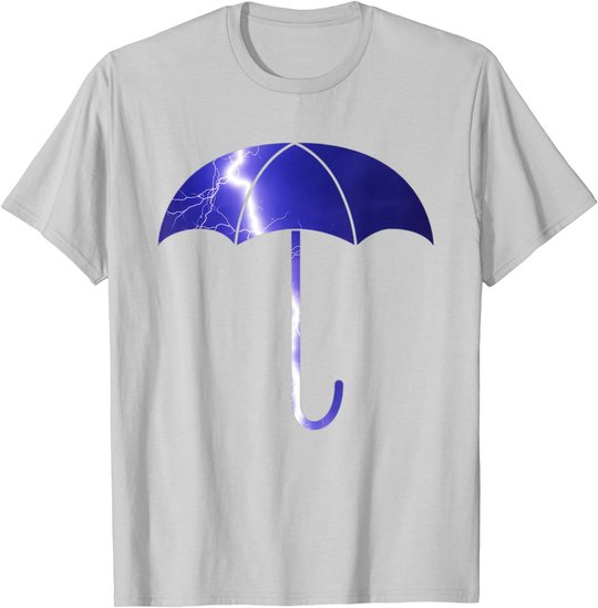 Elegant blue umbrella weather summer lightning bolt T-Shirt