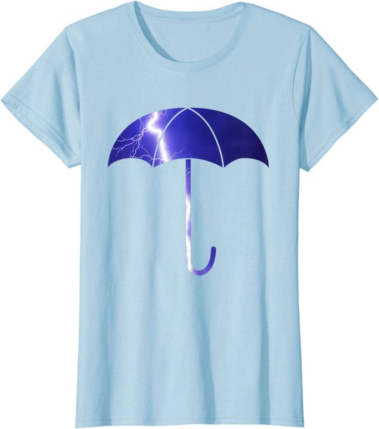 Elegant blue umbrella weather summer lightning bolt T-Shirt