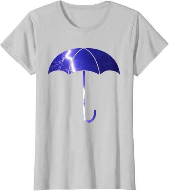 Elegant blue umbrella weather summer lightning bolt T-Shirt