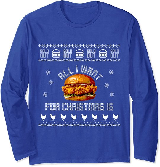Popeyes Chicken Sandwich Funny Ugly Christmas Sweaters Long Sleeve T-Shirt