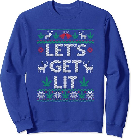 Let's Get Lit Funny Christmas Drinking T-Shirt Xmas Lights Sweatshirt