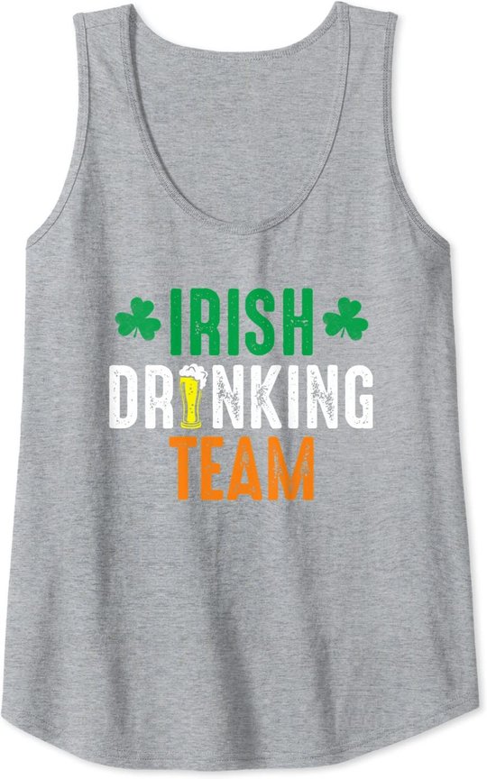 St Patrick's Irish Beer Drinking Team Ireland Flag Clover Tank Top