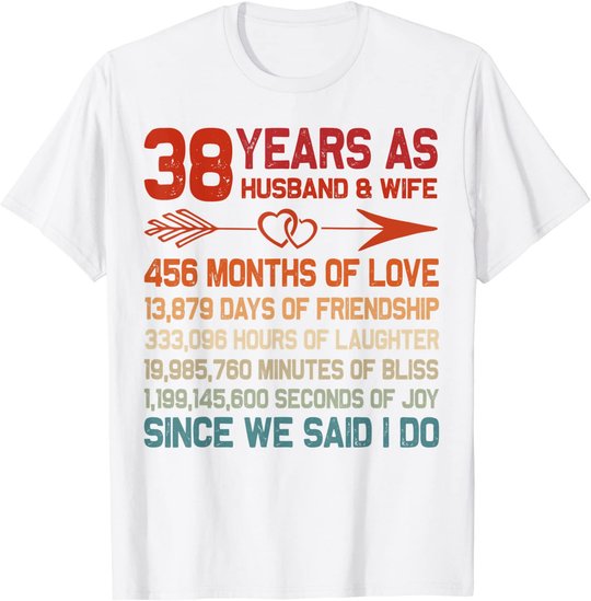 38 Years as Husband & Wife 38th Anniversary Gift for Couple T-Shirt